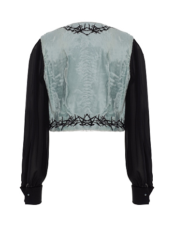 Blue Fur Embroidered Vest, 2
