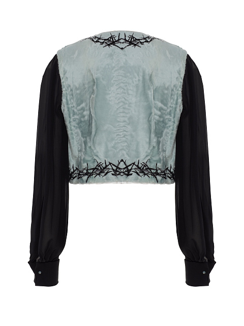 Blue Fur Embroidered Vest, 2