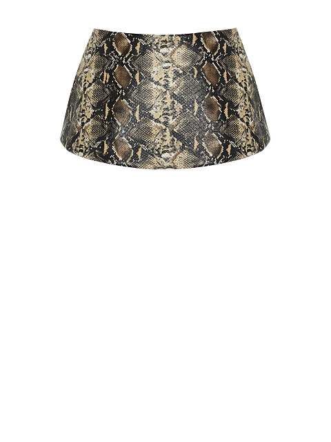 Beige faux leather peplum belt with snakeskin print, 2
