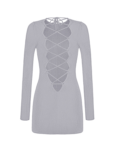 Lilac Rib Knit Mini Dress, 2