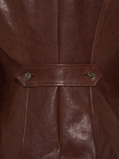 Brown Leather Skirt Suit, 5