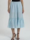 Light Blue Cotton Lace Midi Skirt