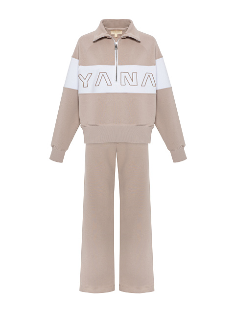 Beige & White Embroidered Tracksuit, 1