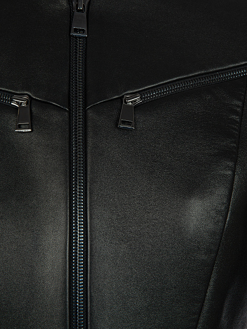 Black Leather Peplum Jacket, 3