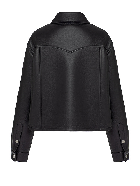 Black Leather & Shearling Cropped Jacket, 2