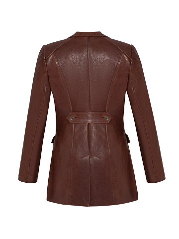 Brown Leather Skirt Suit, 2