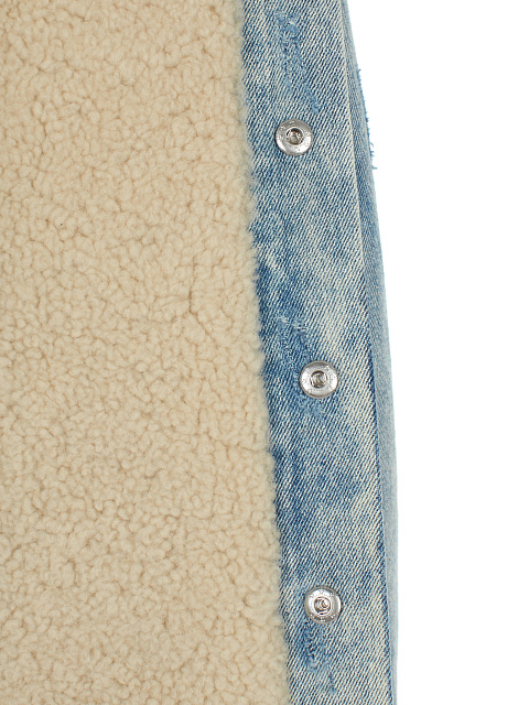 Light Blue Distressed Denim & Shearling Jacket, 5