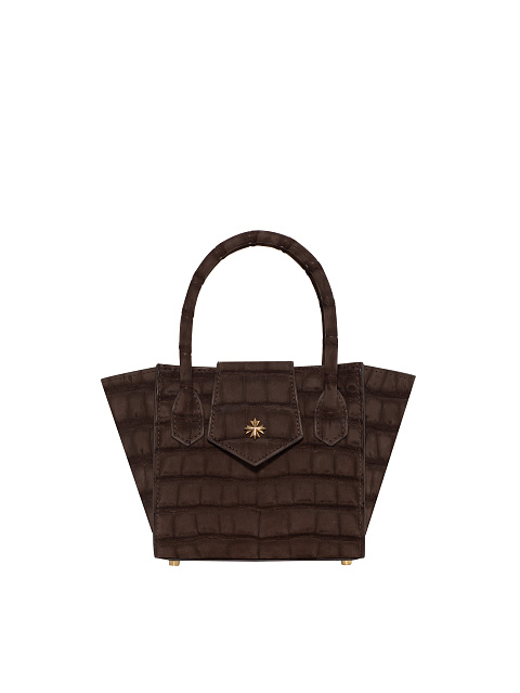 Brown Crocodile Leather Bag With Silver, 1