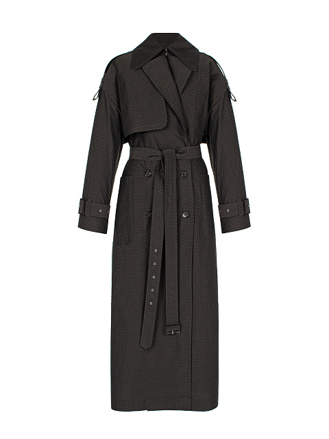 Brown Patterned Trench Coat, 2