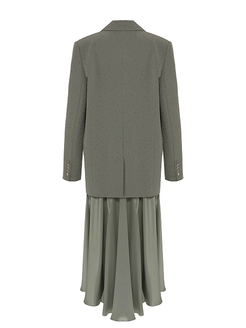 Grey Silk Midi Dress & Jacket Set, 2