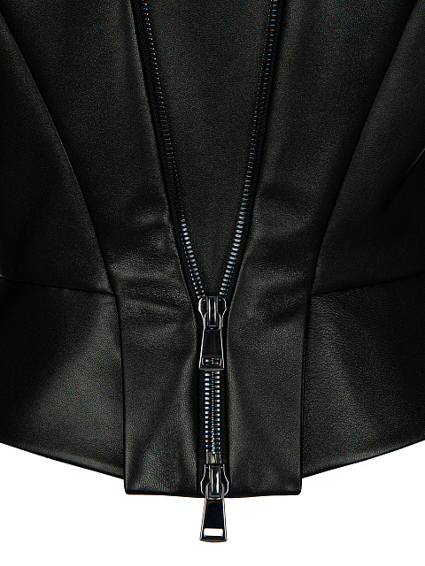 Black Leather Peplum Jacket, 5