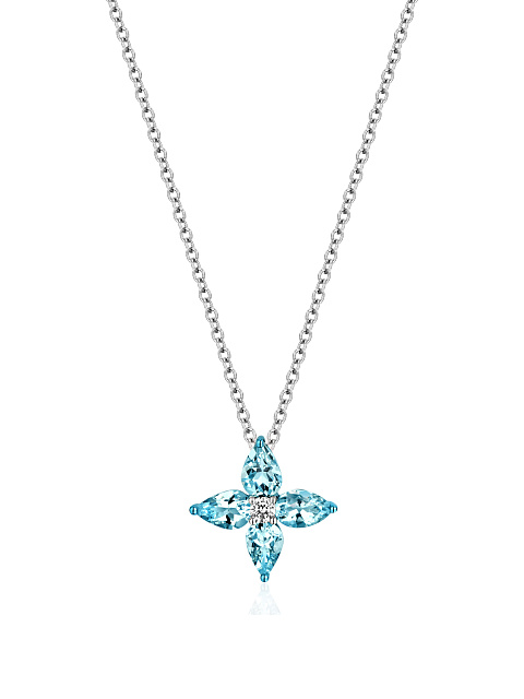 Aquamarine, Diamond & White Gold Necklace, 1