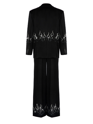 Black Rhinestones Silk Suit, 2