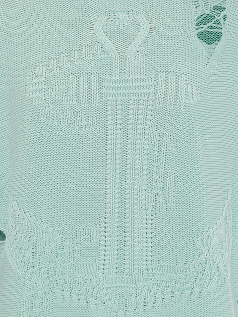 Mint knitted set of sweater and midi skirt, 4