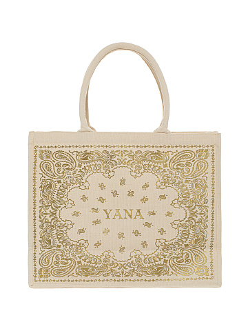 Golden Paisley Printed Canvas Shopper Bag, 1