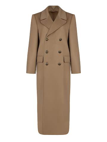 Beige Wool Double-Breasted Coat, 1