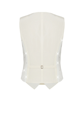White Rhinestones Cotton Vest, 2