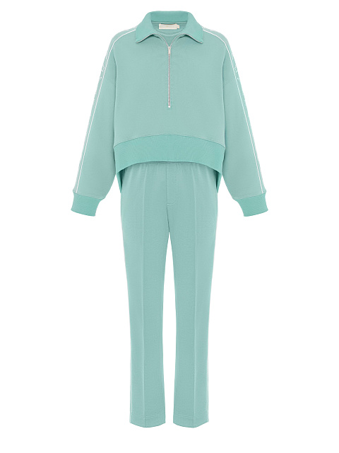Mint suit with cropped sweatshirt and embroidery, 1