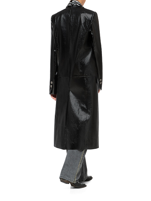 Black Patent Leather Double-Breasted Coat, 7