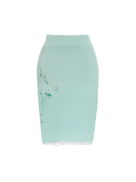 Mint knitted set of sweater and midi skirt, 3