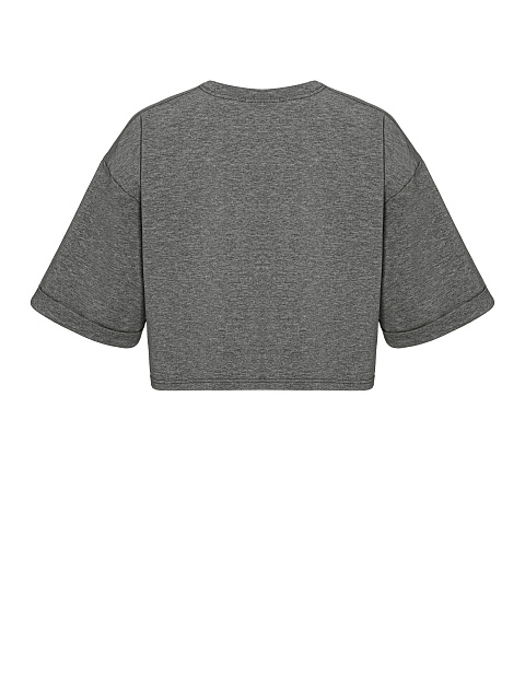 Dark grey cropped cotton T-shirt, 2