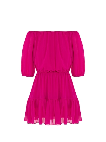 Fuchsia Off Shoulder Mini Dress, 1
