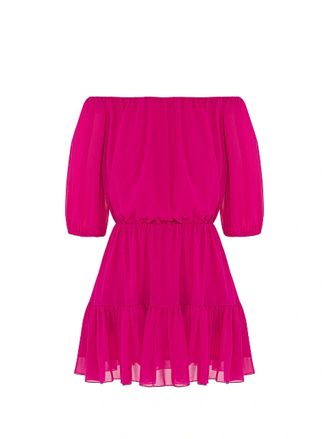 Fuchsia Off Shoulder Mini Dress, 1