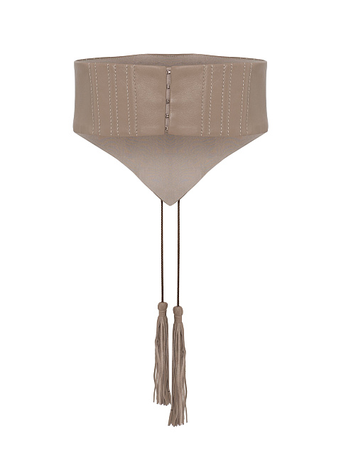 Beige leather lace-up corset belt, 2