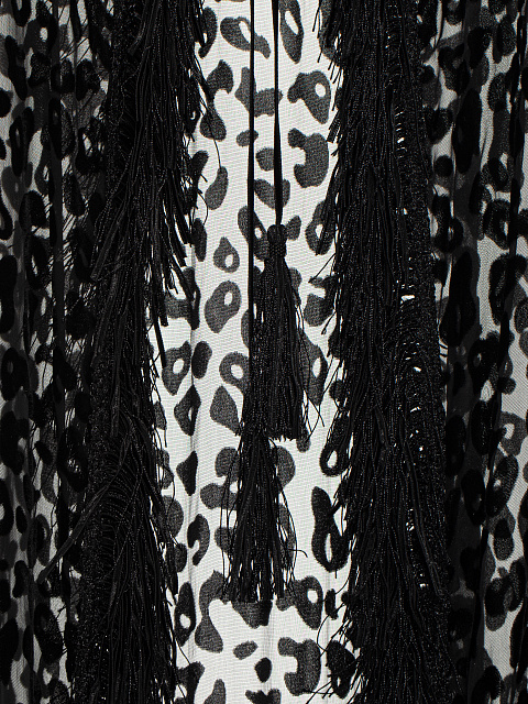 Black Leopard Print Chiffon Cape, 3