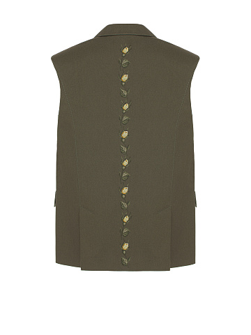 Green Embroidered Oversized Denim Jacket, 2