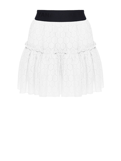 White Cotton Lace Mini Skirt, 2