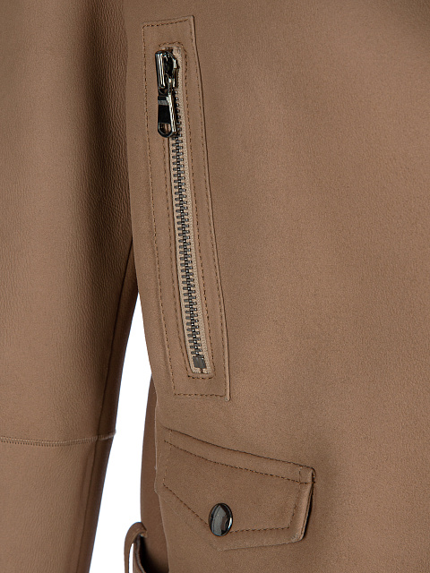 Brown Shearling Biker Jacket, 3