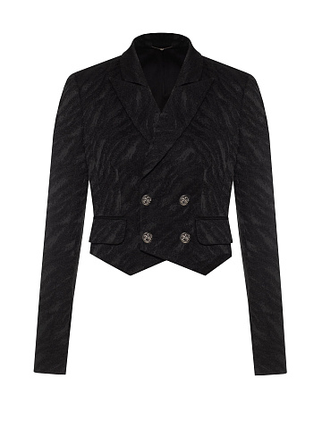 Black cropped jacquard jacket, 1