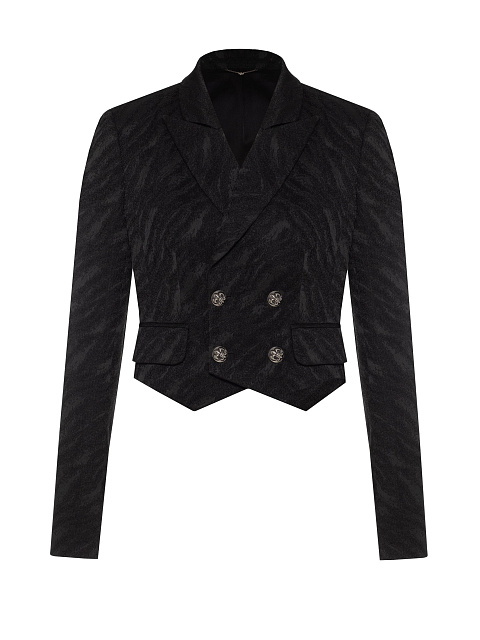 Black cropped jacquard jacket, 1
