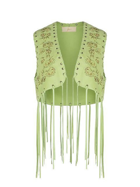 Green Suede Fringed Vest , 1 Green Suede Fringed Vest , 1
