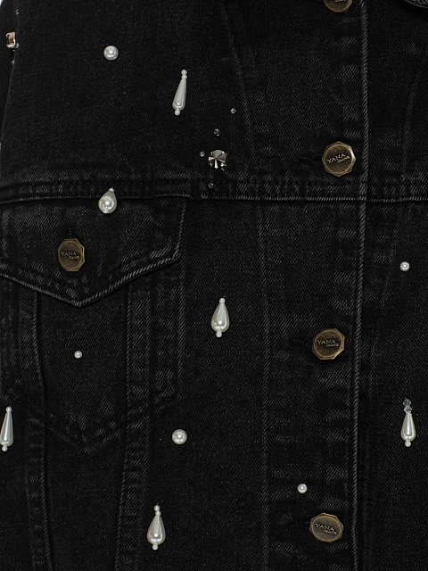 Black denim jacket with beads and rhinestones, 3