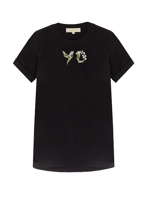 Black Embroidery "YD" & Lily Of The Valley T-shirt, 1