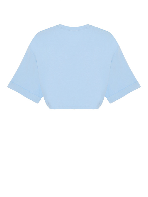 Light Blue Cotton Cropped T-shirt, 2