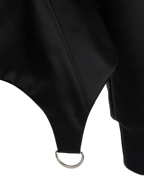 Black Silk Peplum Bomber Jacket, 4