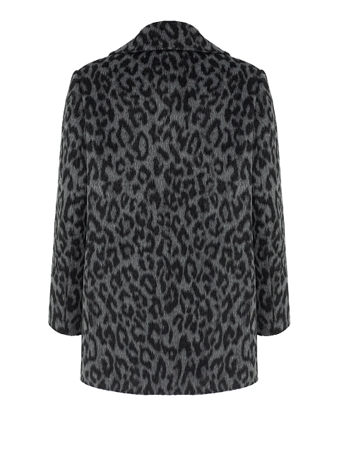 Grey short coat with leopard print, 8