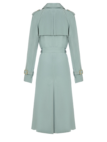 Light Blue Silk Double-breasted Trench Coat , 2