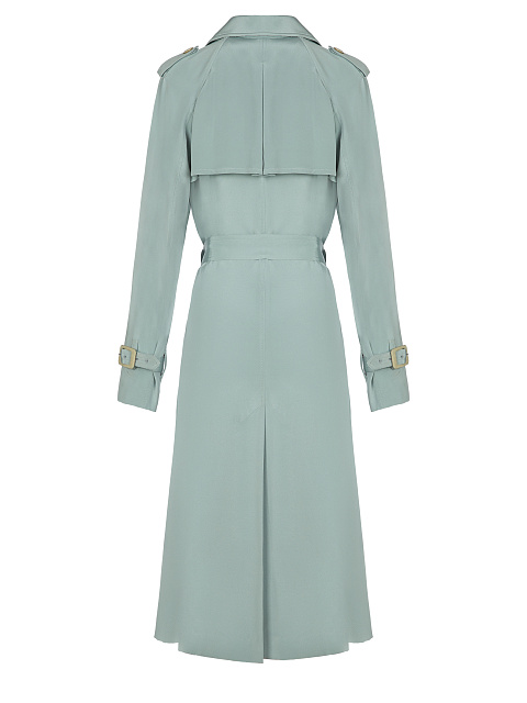 Light Blue Silk Double-breasted Trench Coat , 2