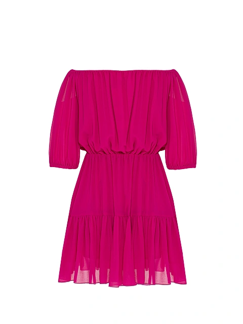 Fuchsia Off Shoulder Mini Dress, 2