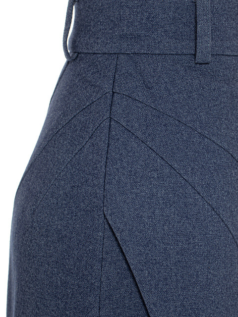 Blue Wool Midi Skirt Suit, 7