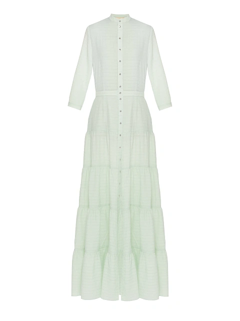 Light green checked chiffon maxi dress, 1