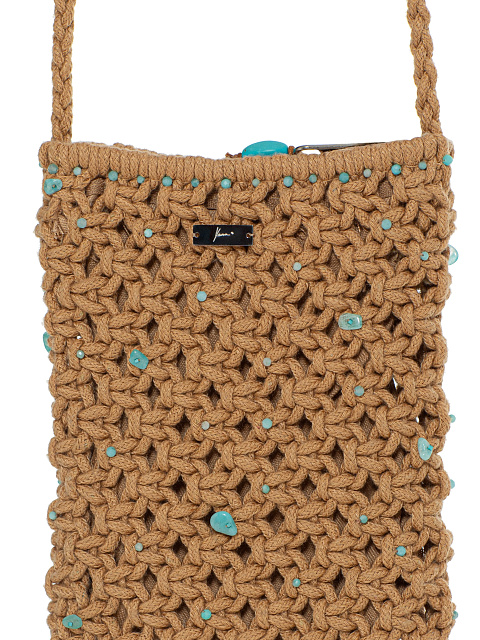 Beige Mini Bag With Bead Embroidery, 4