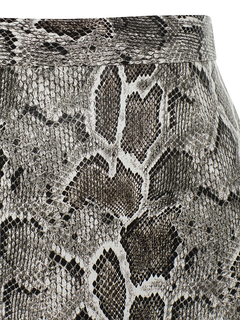 Grey Snakeskin Prined Faux Leather Mini Skirt, 3