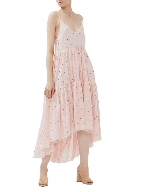 Light Pink Flower Printed Cotton Sundress, 5