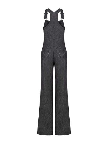 Black denim jumpsuit with rhinestones, 2