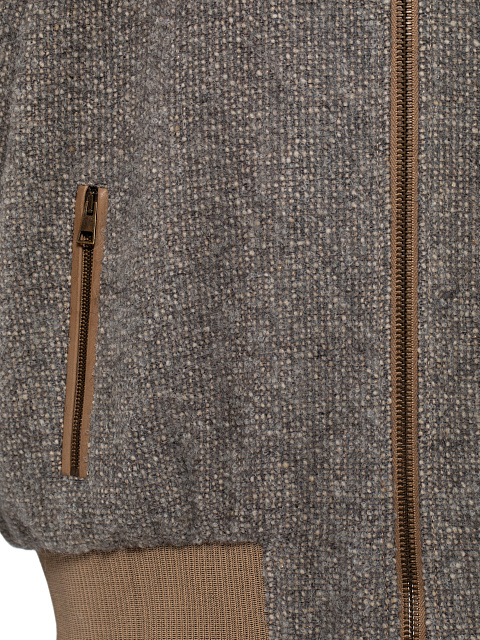 Grey Lurex Boucle Wool Bomber Jacket, 9